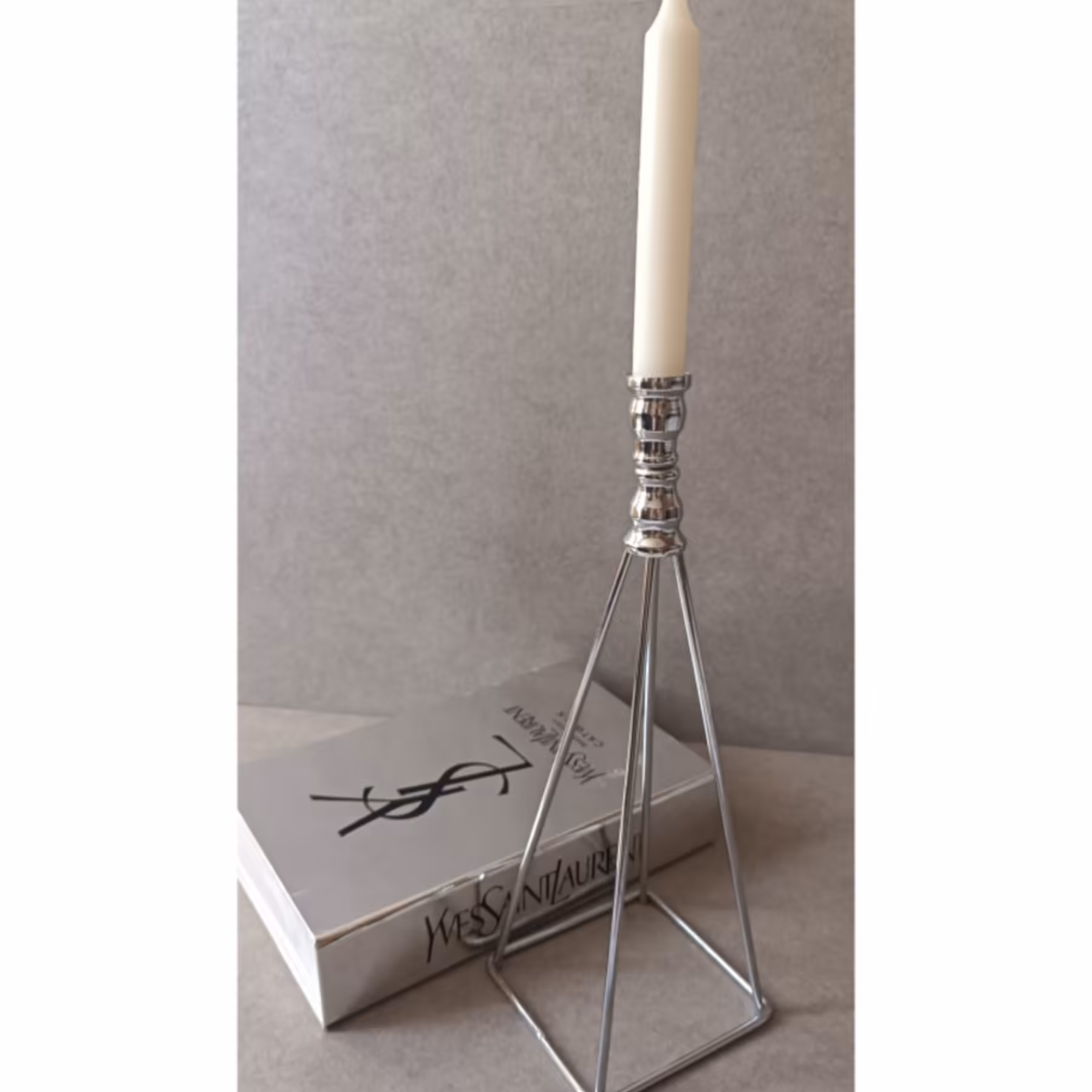 جاشمعی فلزی مدل روشنا تک شعله رنگ نقره ای