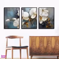 تابلو بکلیت طرح نقاشی مدرن رنگ روغن گل ارکیده مدل B-1619 مجموعه 3 عددی