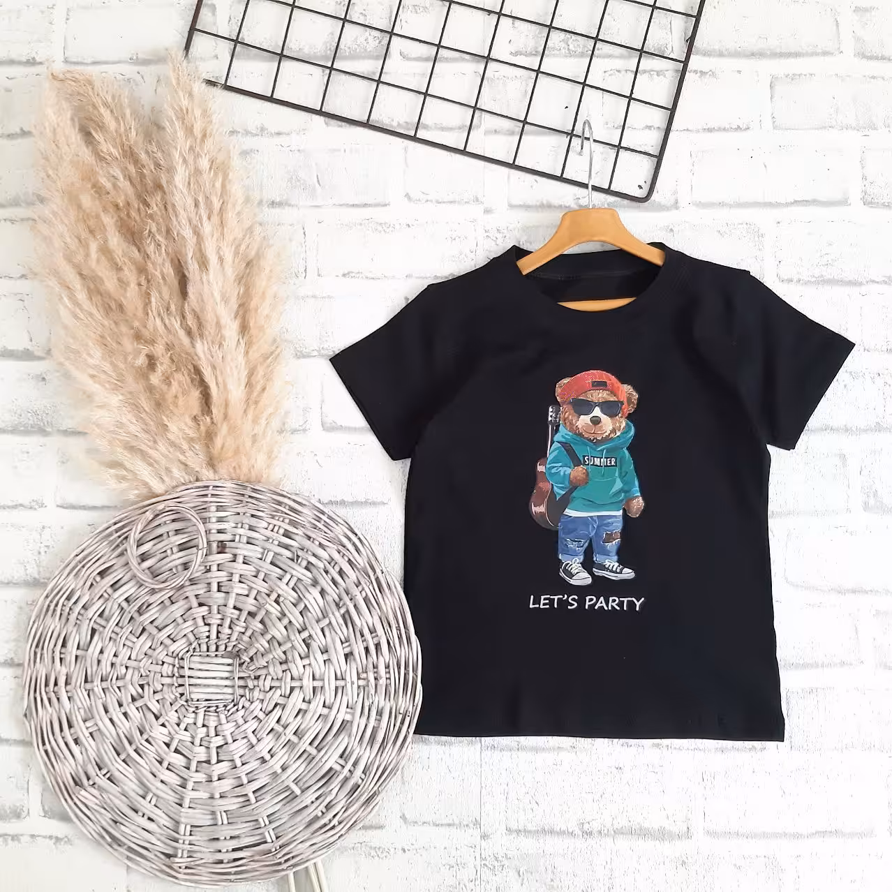 تیشرت مشکی تدی پسرانه و دخترانه از سایز 45 تا 65 کد 664n