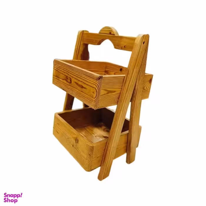 سبد سیب زمینی و پیاز دو طبقه مدل مربع چوبی کد T11