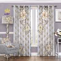 پرده تصویری دو قواره پانچ آماده طرح گل و مروارید کد 1057