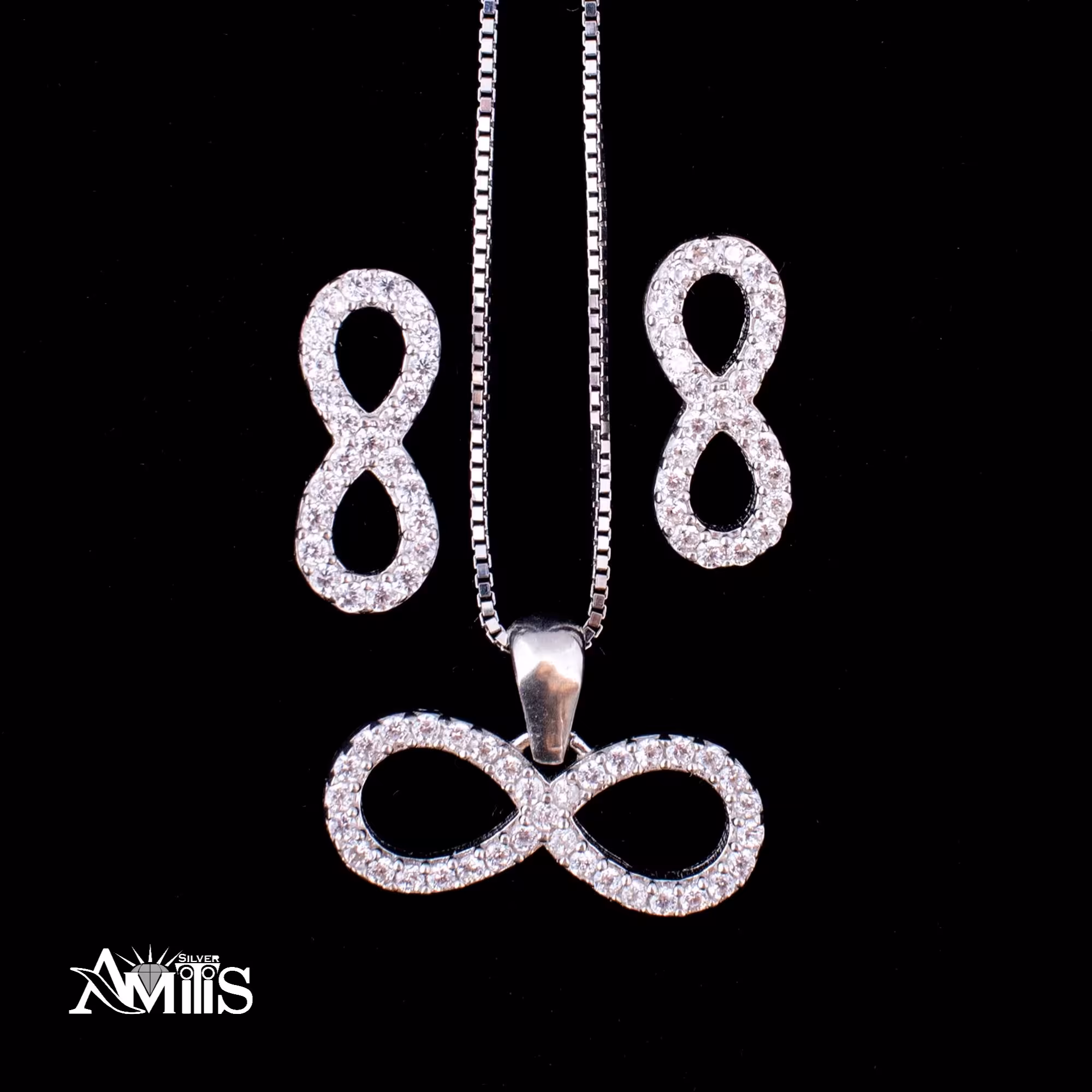  نیم ست نقره زنانه آمیتیس مدل بی نهایت AMT-N085 