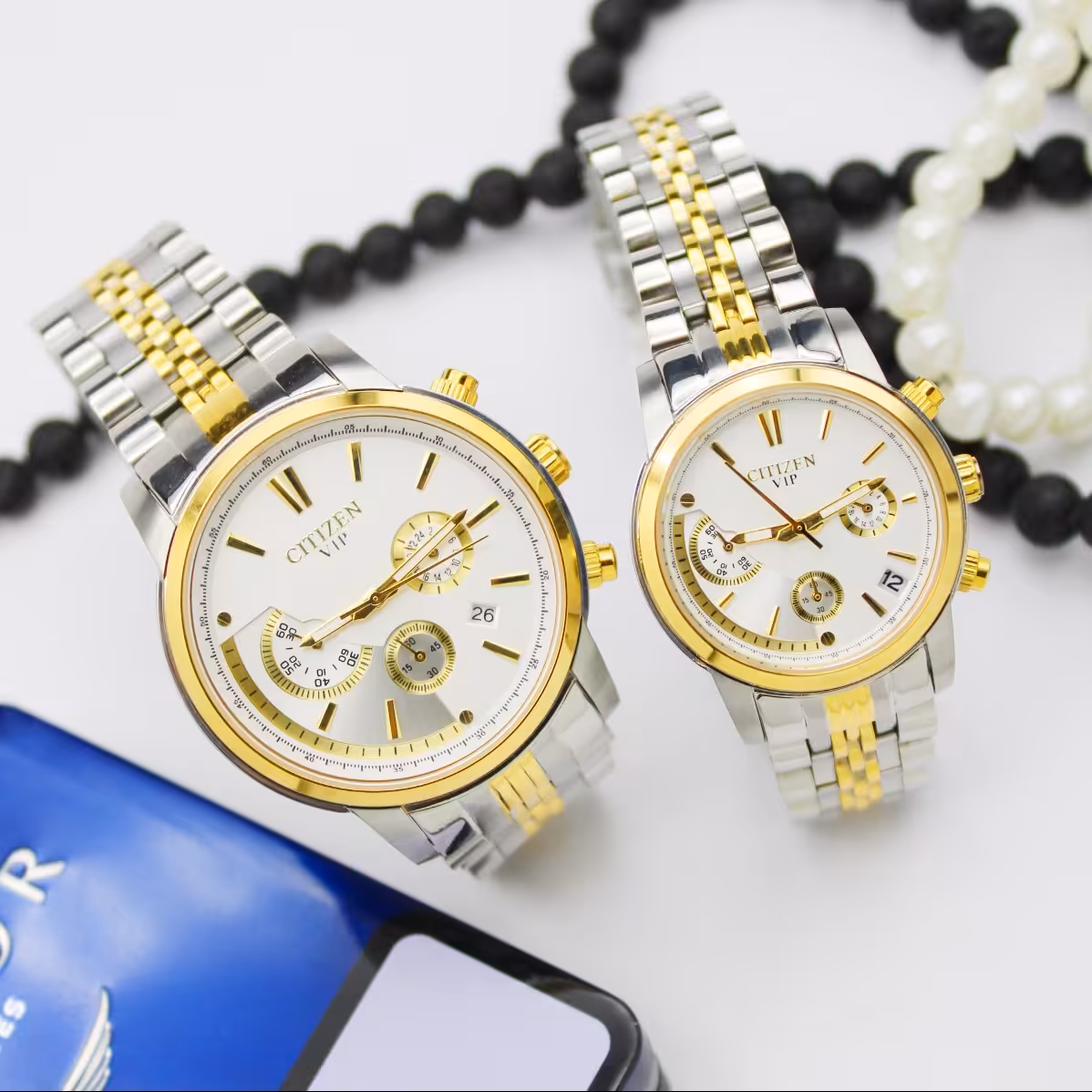 ساعت مچی ست زنانه و مردانه سیتی زن-بندفلزی3موتور فعال(کرنوگراف)مدلvip302