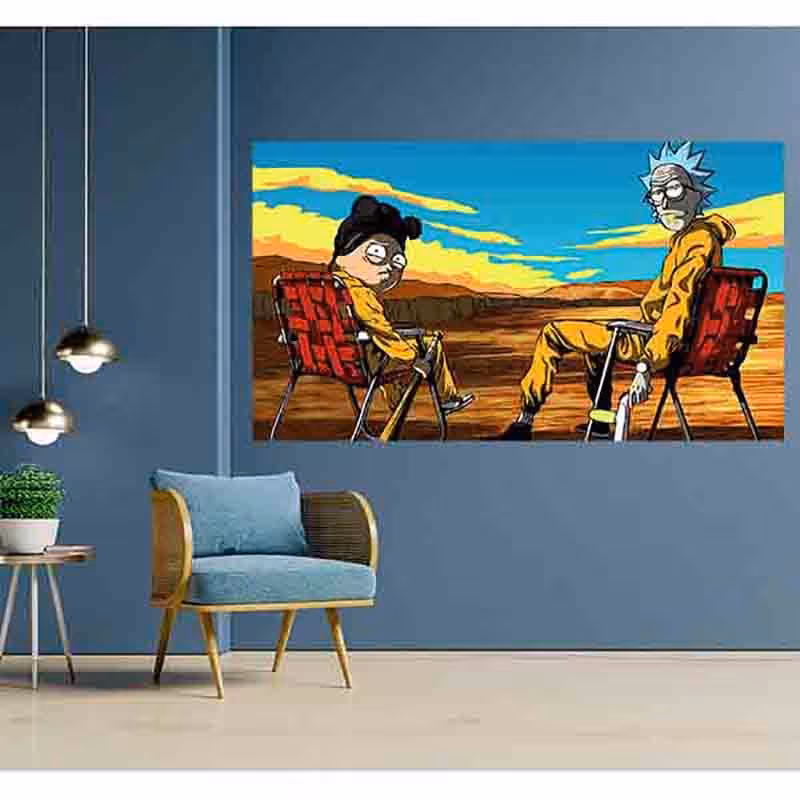 پوستر پارچه ای مدل سریال ریک و مورتی سبک برکینگ بد