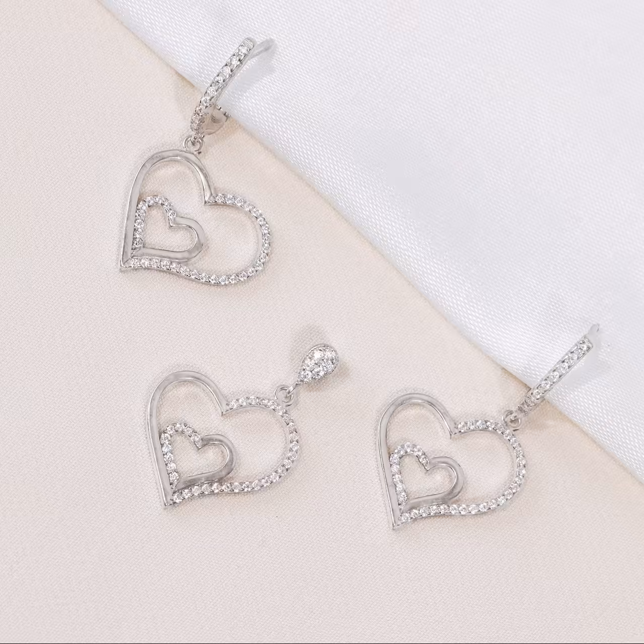 نیم ست  نقره میکرو طرح قلب  کد S-10301-6.5