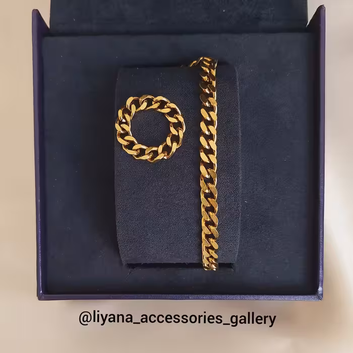 دستبند و انگشتر کارتیر تراش استیل رنگ ثابت