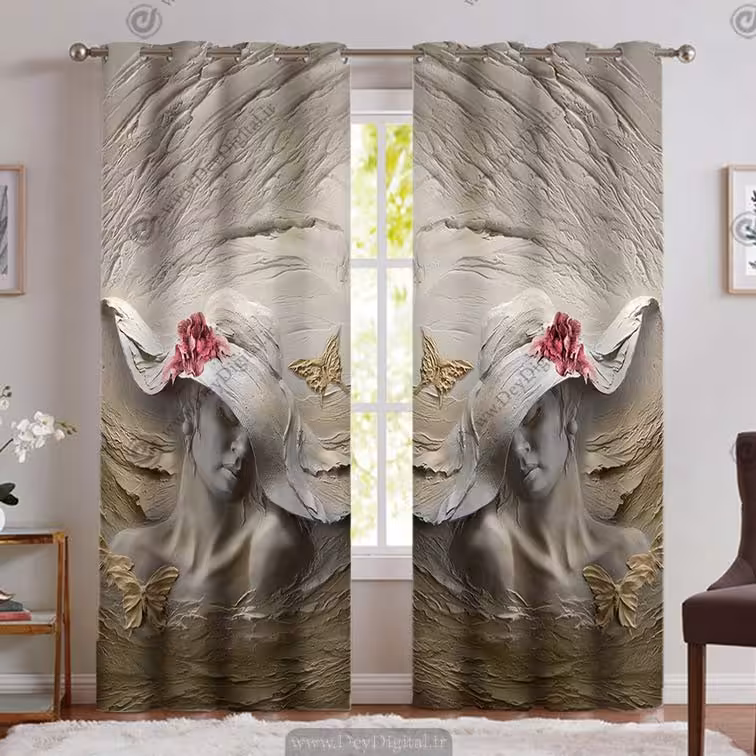 پرده سه بعدی مدرن چهره گچبری PK-4729