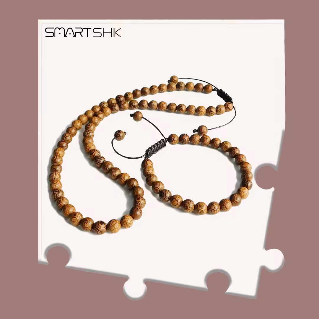 نیمست چوبی شامل دستبند و گردنبند مناسب بانوان و اقایان