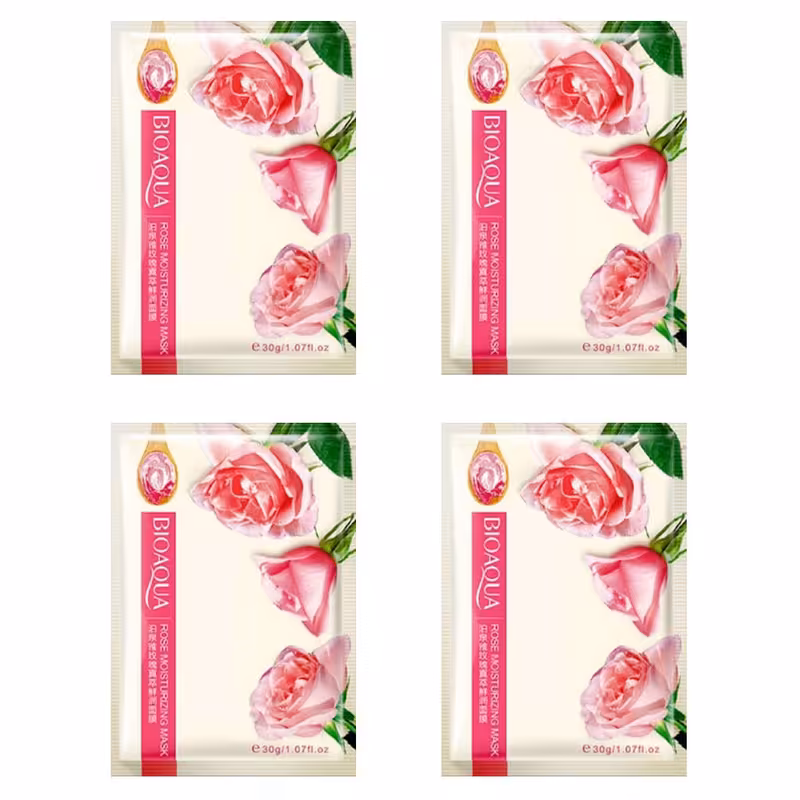  ماسک صورت بایو آکوا مدل Rose وزن 30 گرم مجموعه 4 عددی