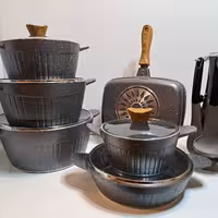 سرویس قابلمه  چدن  22 پارچه هافنر  رنگ طوسی، نوک مدادی