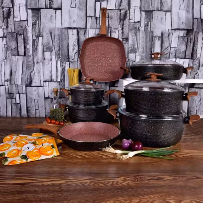 سرویس 12پارچه گرانیتی Eviz طرح سویینگ مشکی