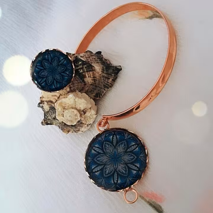 ست انگشتر و دستبند مسی طرح سنتی بسیار شیک 