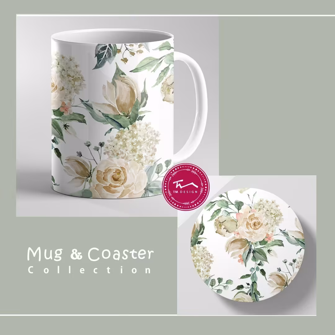 ست ماگ و زیرلیوانی طرح باغ بهشت 8 - چاپ سابلیمیشن - کیفیت چاپ و بسته بندی عالی 