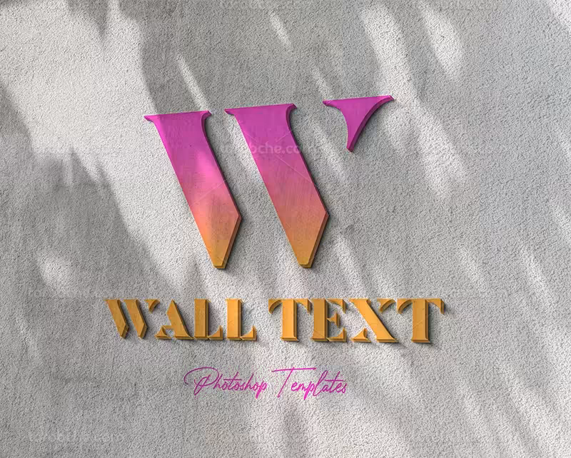 موکاپ لوگو 3 بعدی روی دیوار | گرافیک با طعم تربچه