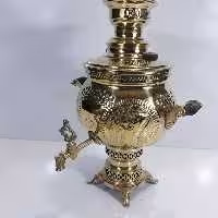 سماور زغالی 6 لیتر قلم کاری شده  تمام برنجی جهت تهیه چایی آتیشی