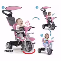 سه چرخه کودک پدالی فبر مدل  Feber baby plus صورتی کد 12132