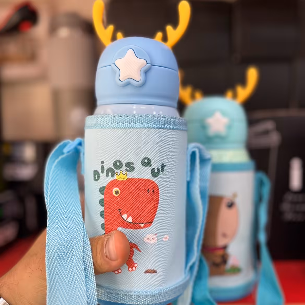 قمقمه کودک طرح گوزن  آبی نیم لیتری