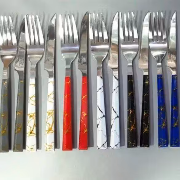 کارد و چنگال رنگی ماربل