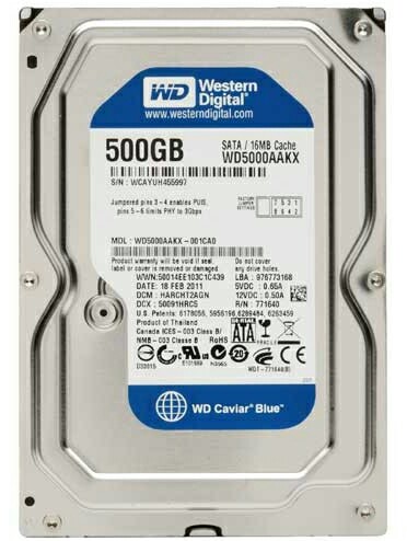 هارد اینترنال استوک وسترن دیجیتال WD5000AAKX Blue با ظرفیت 500 گیگابایت