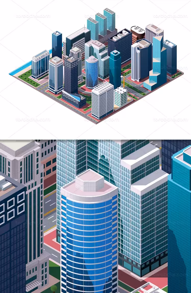 وکتور شهر سازی مدرن | گرافیک با طعم تربچه