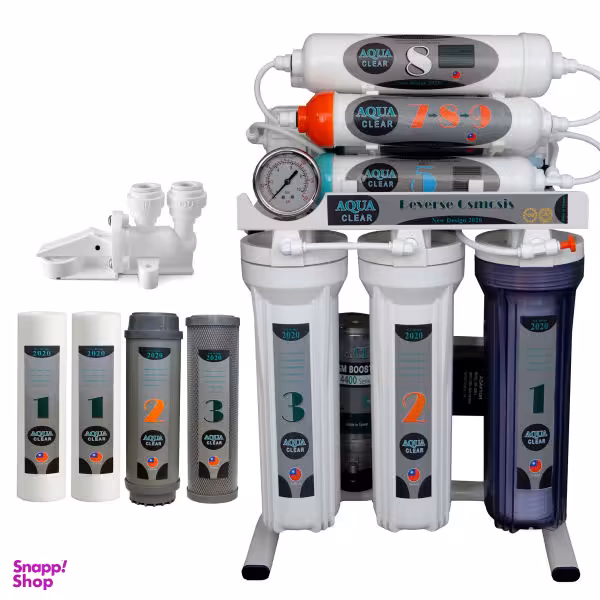 دستگاه تصفیه کننده آب آکوآ کلیر مدل NEW DESIGN2020-AFQ9 به همراه فیلتر مدل 002 مجموعه 4 عددی و کیت نشتی‌گیر