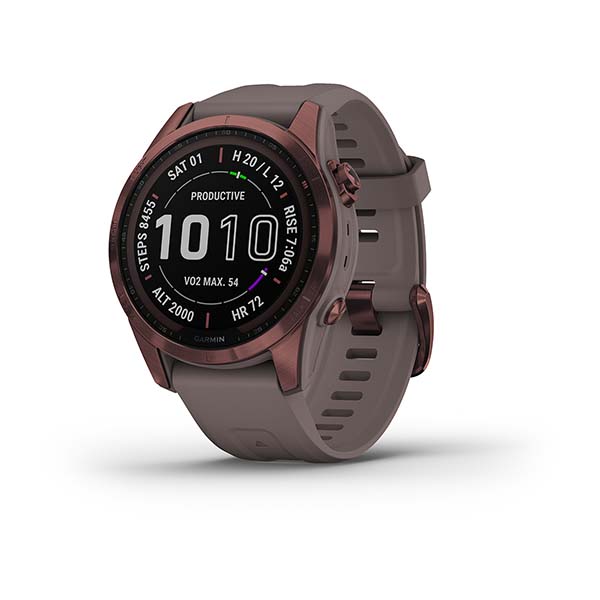 ساعت هوشمند گارمین مدل Fenix 7S Sapphire Solar Edition Dark Bronze Titanium with Shale Grey Band