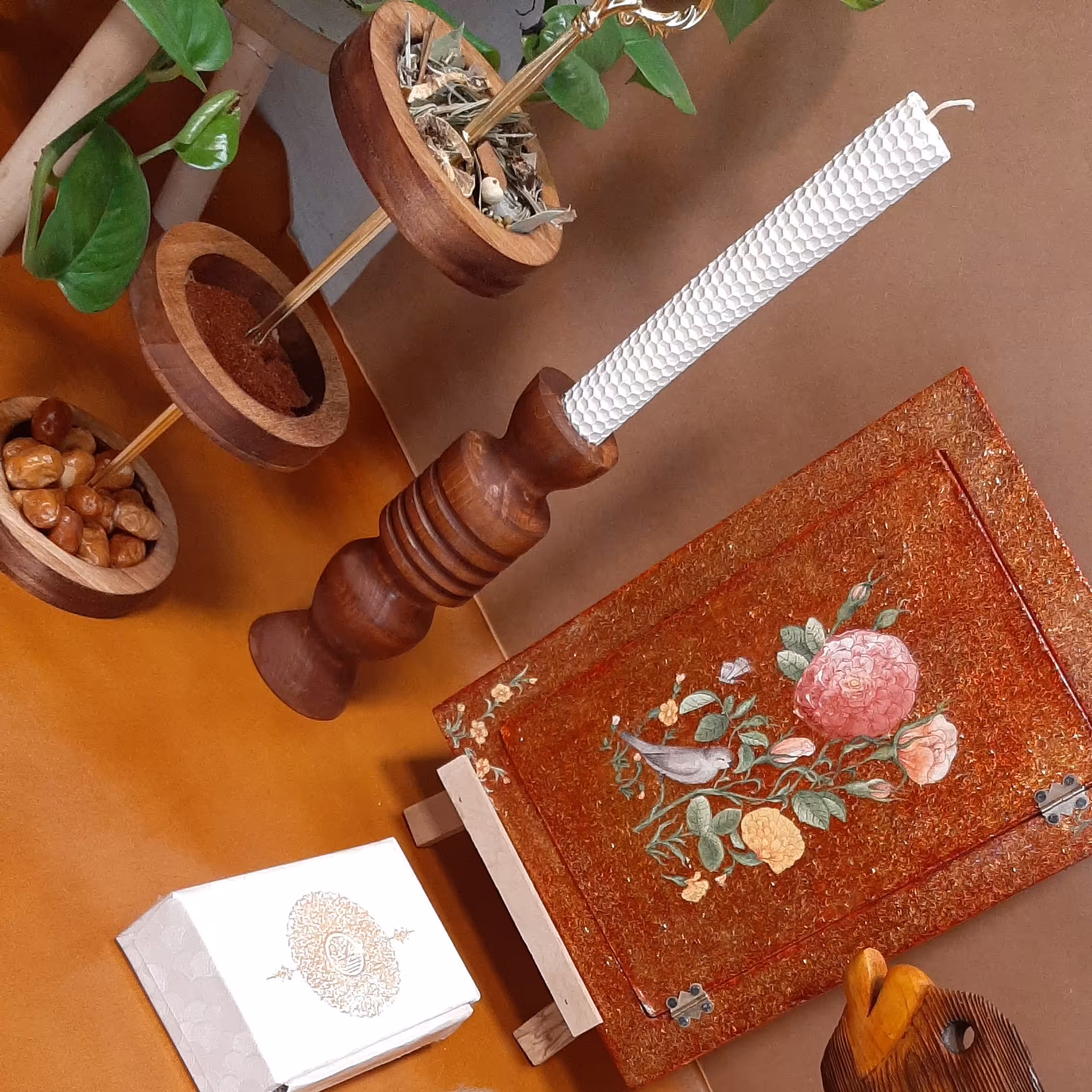 شمعدان 20 سانتی چوبی