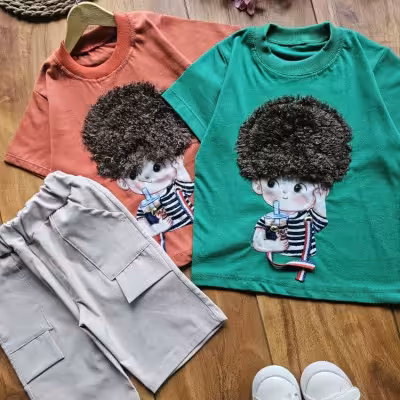 تیشرت نخ پنبه وشلوارک کتان اسپرت موفرفری