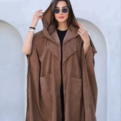 پانچو زنانه مخمل کبریتی ریز مدل الیزا سایز بزرگ