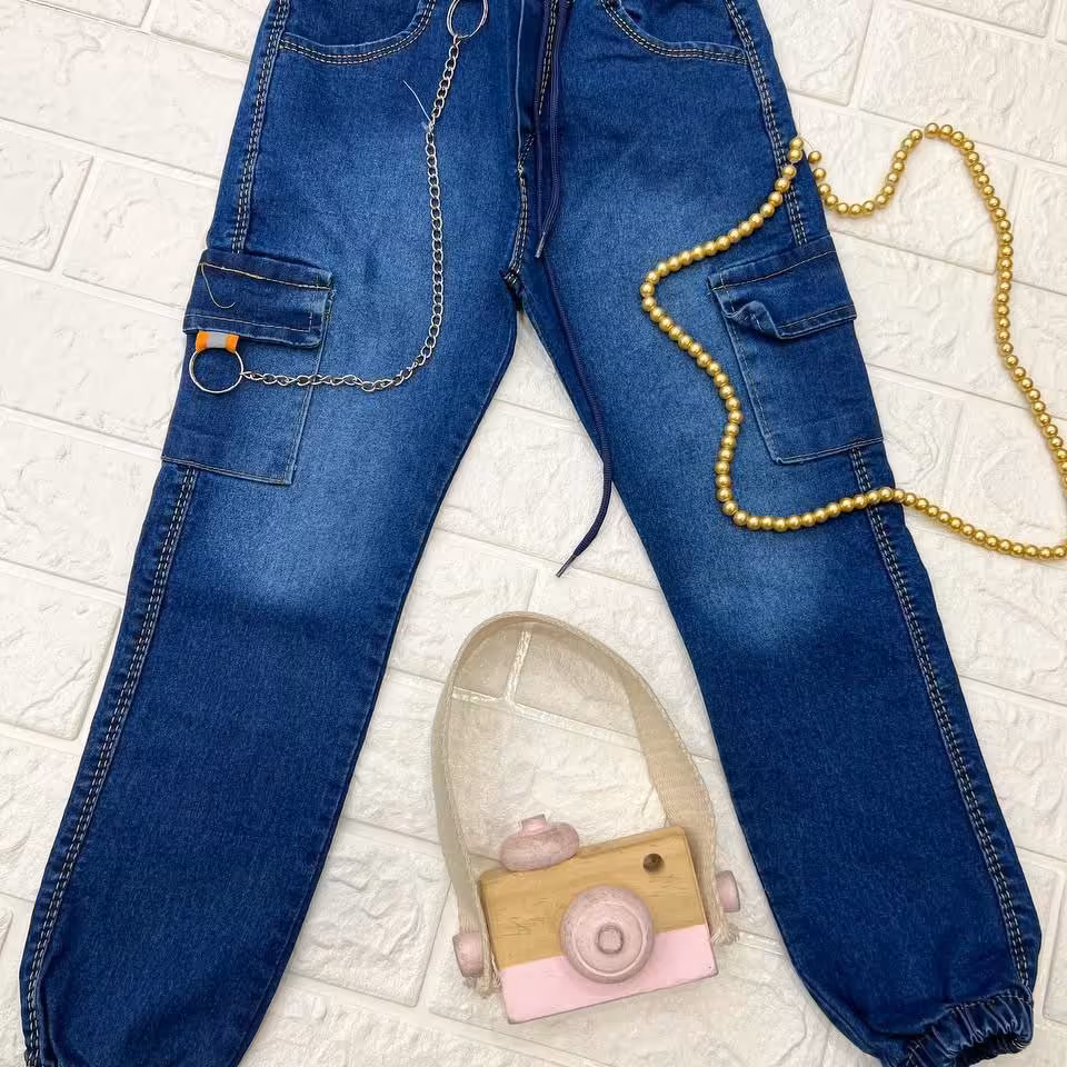 شلوار جین شش جیب پسرانه زنجیر دار