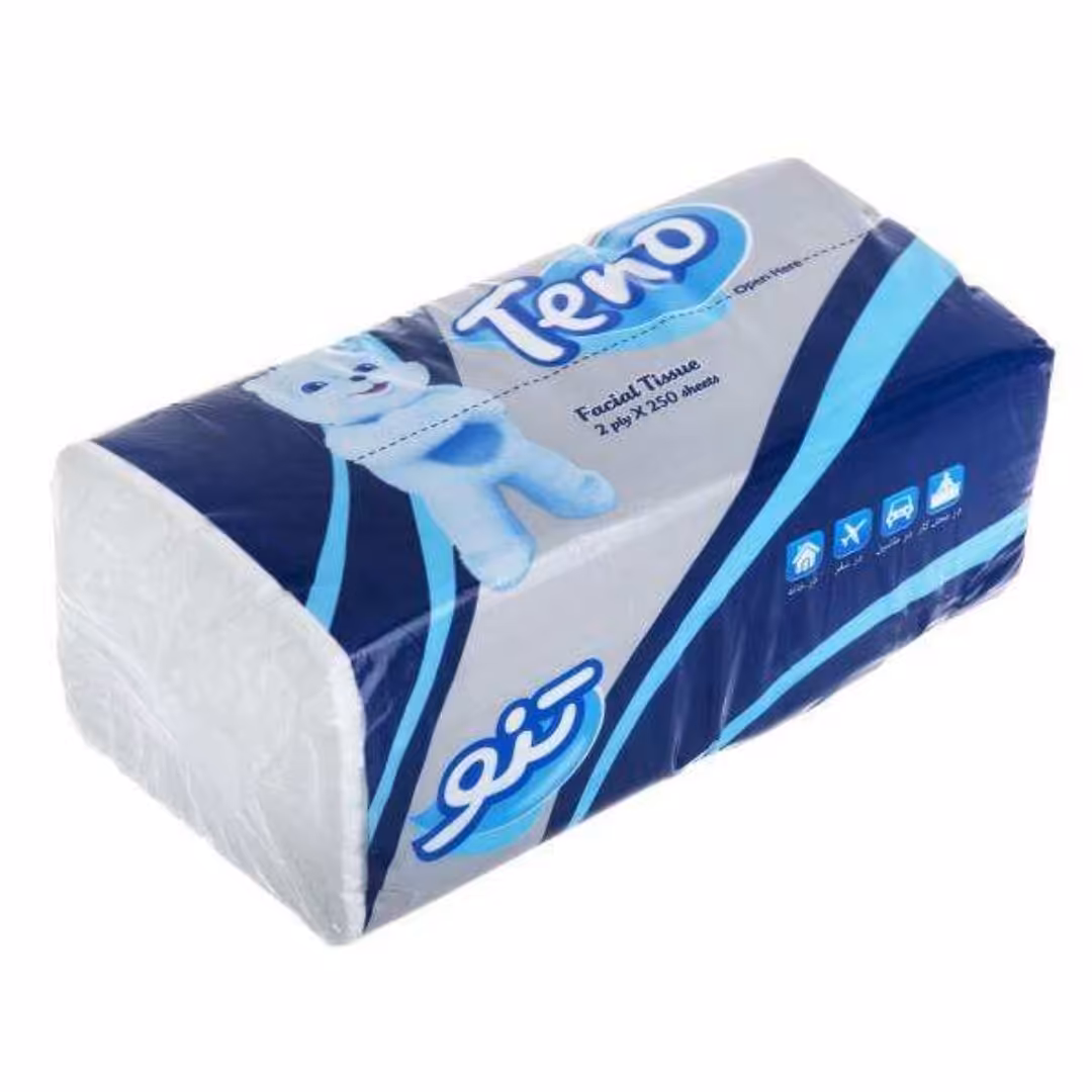 دستمال کاغذی 500برگ(250 برگ 2لا)تنو بسته 8عددی