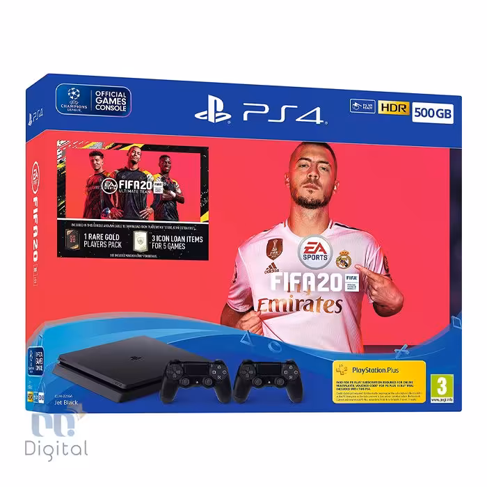 کنسول سونی مدل PlayStation 4 Slim باندل FIFA 20 ظرفیت  500 گیگا‌بایت ریجن 2 همراه با دو عدد DualShock 4