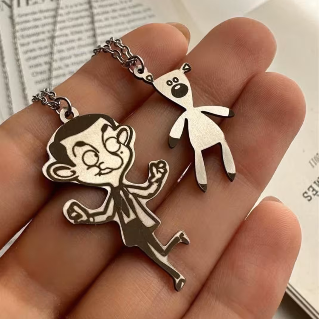 گردنبند ست دوستی مدل مستربین و تدی استیل رنگ ثابت 