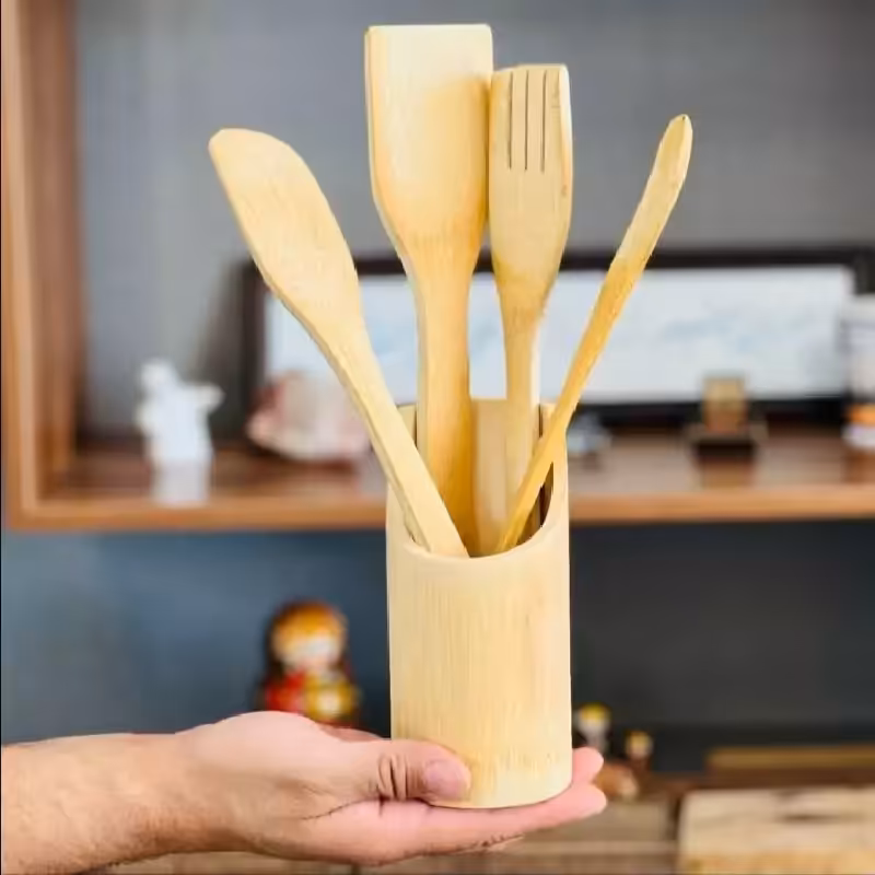 ست کفگیر ملاقه بامبو | amazonchi