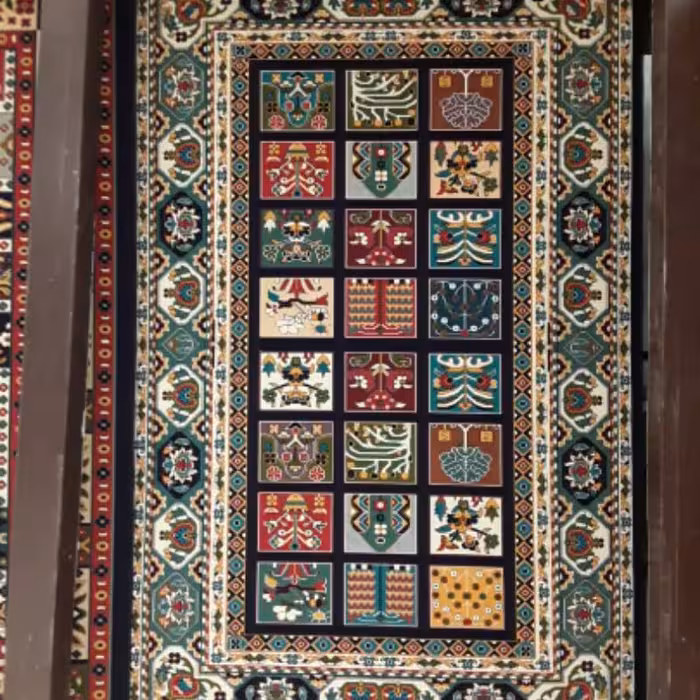 گلیم سایز  2.50در90 نقشه خشتی سلطنتی 320 شانه تراکم 750