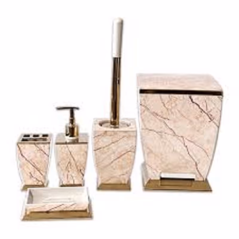 سطل و برس 5 پارچه  کرم وانیلی 