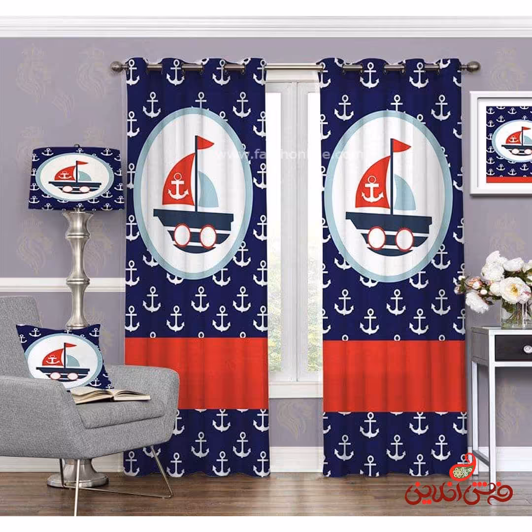 پرده 2عددی کودک طرح ملوانی کد 3149