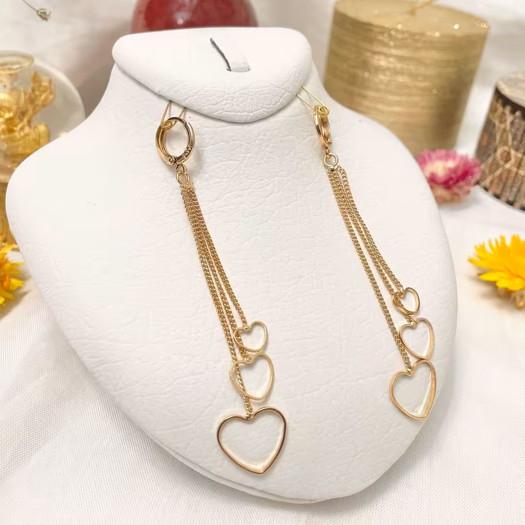 گوشواره استیل آویز سه تایی طرح قلب