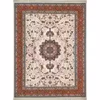 فرش ماشینی افرند 700 شانه زمینه کرم کد 7748 (دوازده متری)