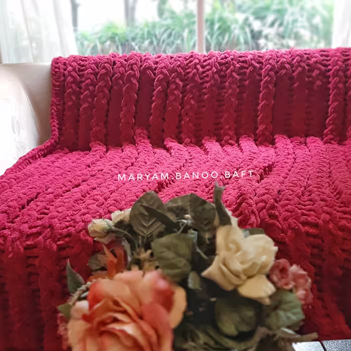 پتو و روتختی پافی مریم بانو،  150 در 220، مدل زیبای پیچ ، فوق العاده گرم و نرم و لطیف  / جهیزیه  / عروس