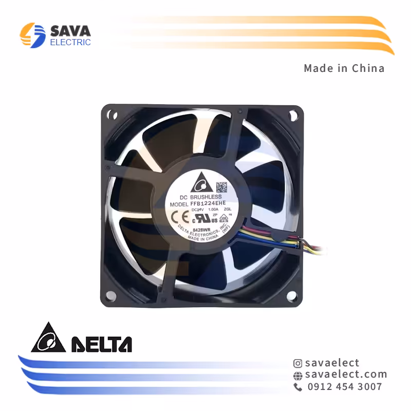 خرید فن تابلویی 120*120 بلبرینگی سه سیم 24 ولت FFB1224EHE دلتا چین | ساوا الکتریک