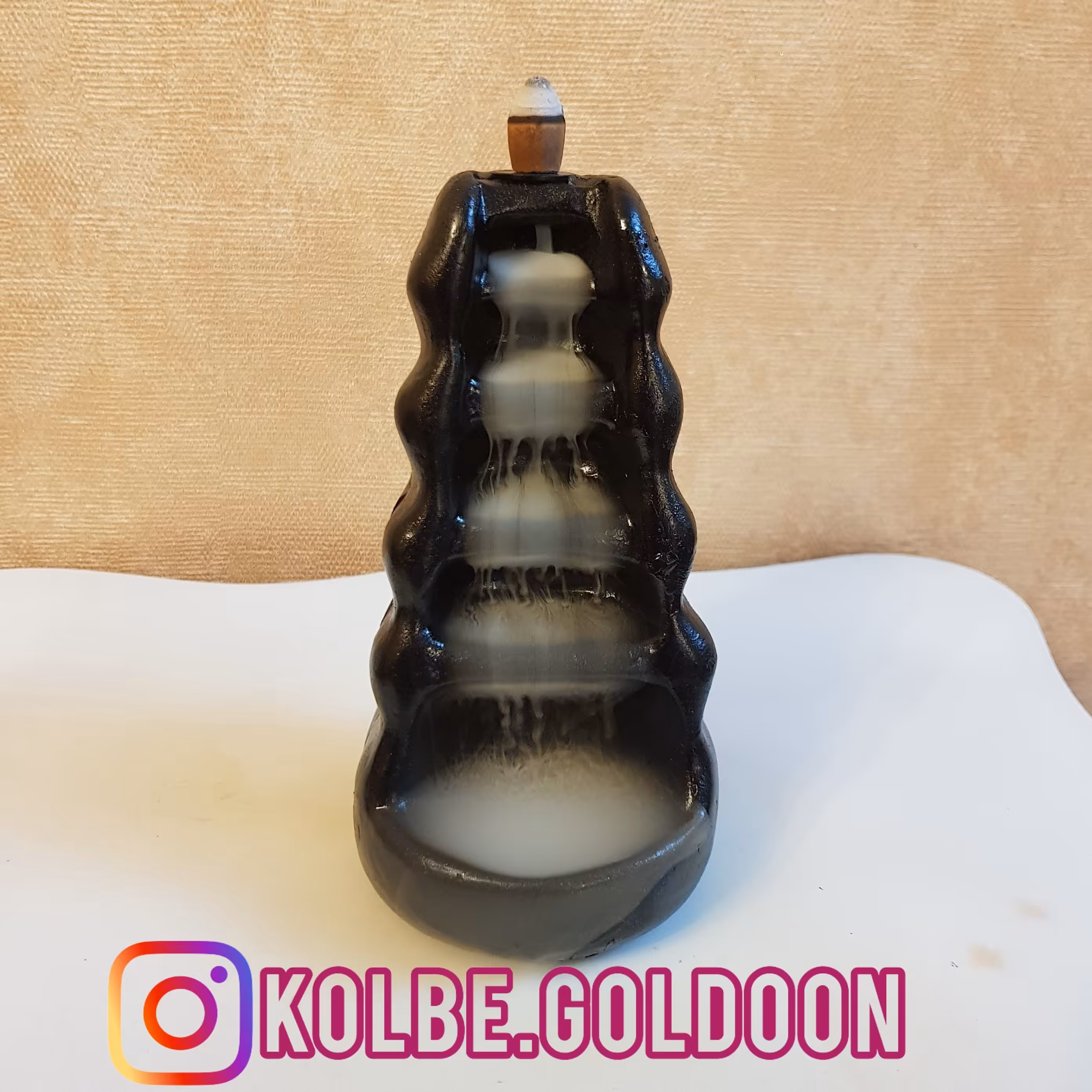 جاعودی آبشاری طرح پلکانی پلی استری رنگ مشکی