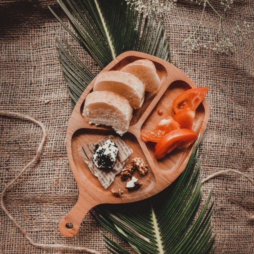 ظرف اردوخوری چوبی سه خانه دسته دار