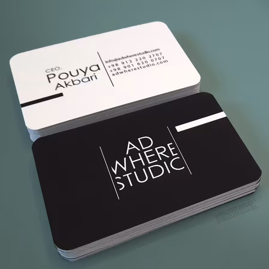 طراحی و چاپ کارت ویزیت گلاسه با روکش سلفون مات (100عددی)