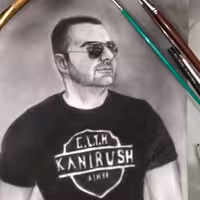 نقاشی  چهره سیاه قلم  در ابعاد 50 در 70