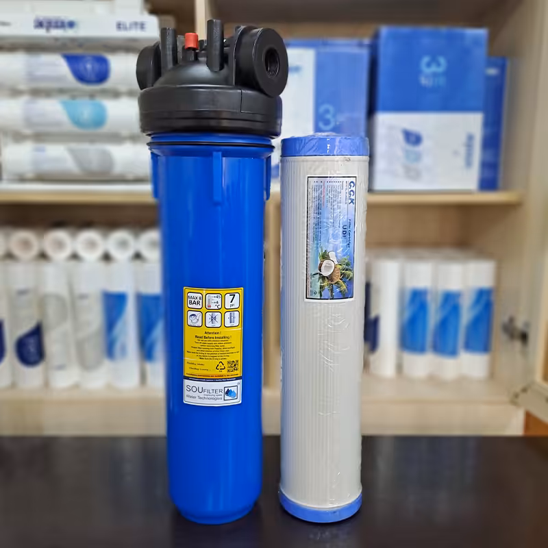 پیش تصفیه آب تک مرحله ای سوفیلتر  جامبو با فیلتر کربن 20 اینچ