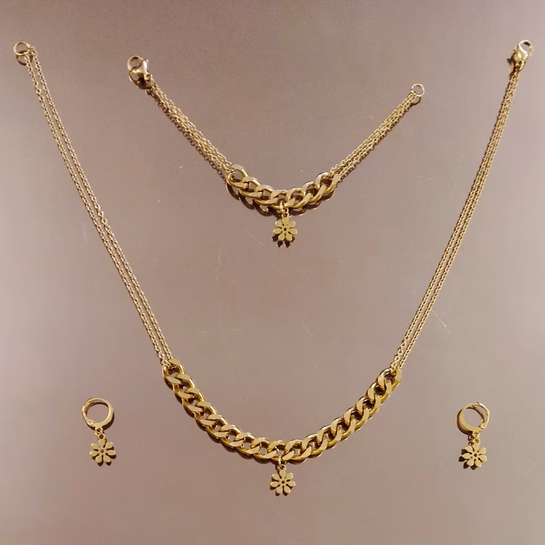 نیمست تمام استیل رنگ ثابت ضدحساسیت با آویز گل 