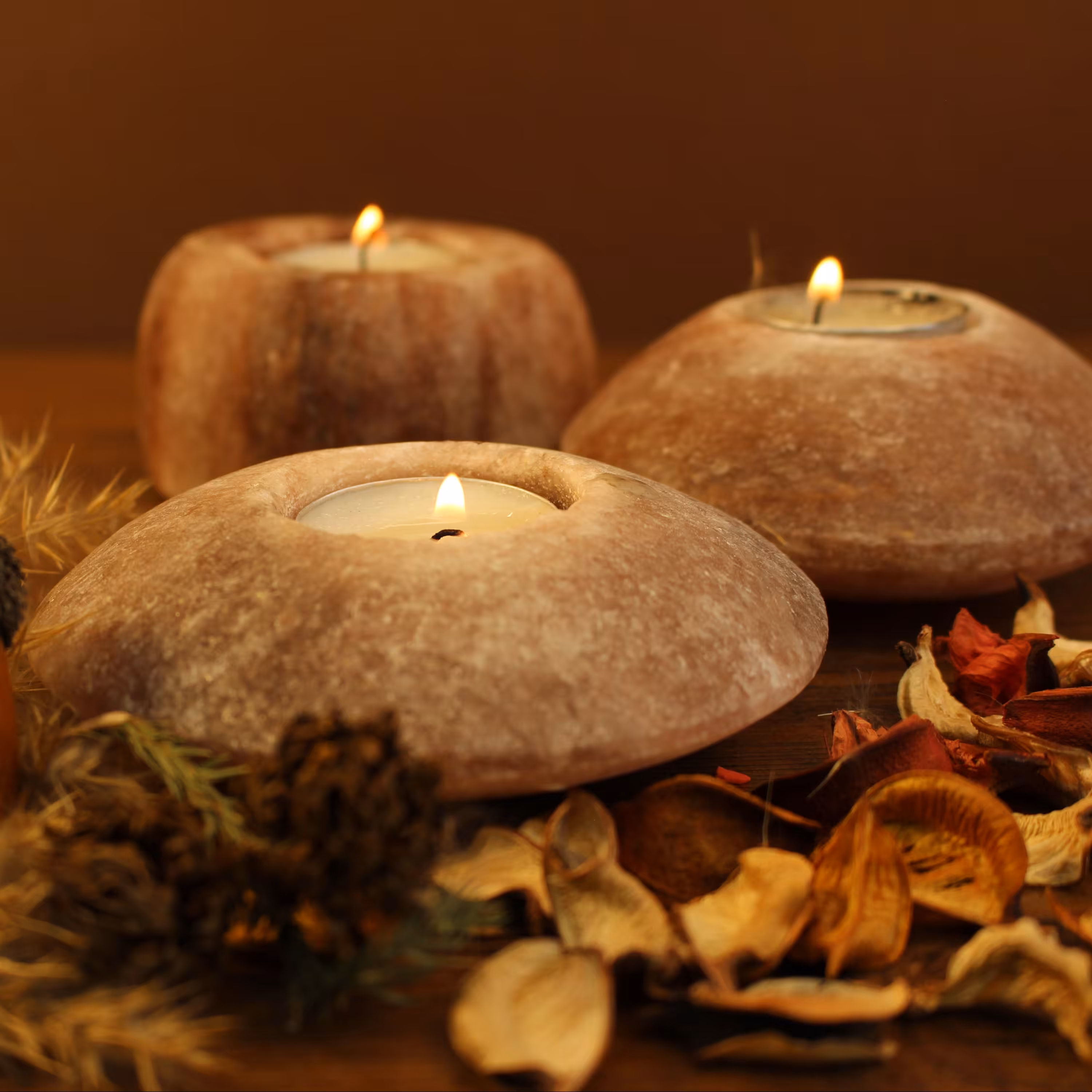 جا شمعی سنگ نمک  مدل  گرد کد 18