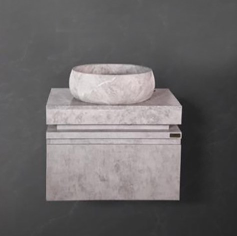 روشویی کابینتی طوسی دیواری با سنگ طبیعی روکار (پس کرایه)
