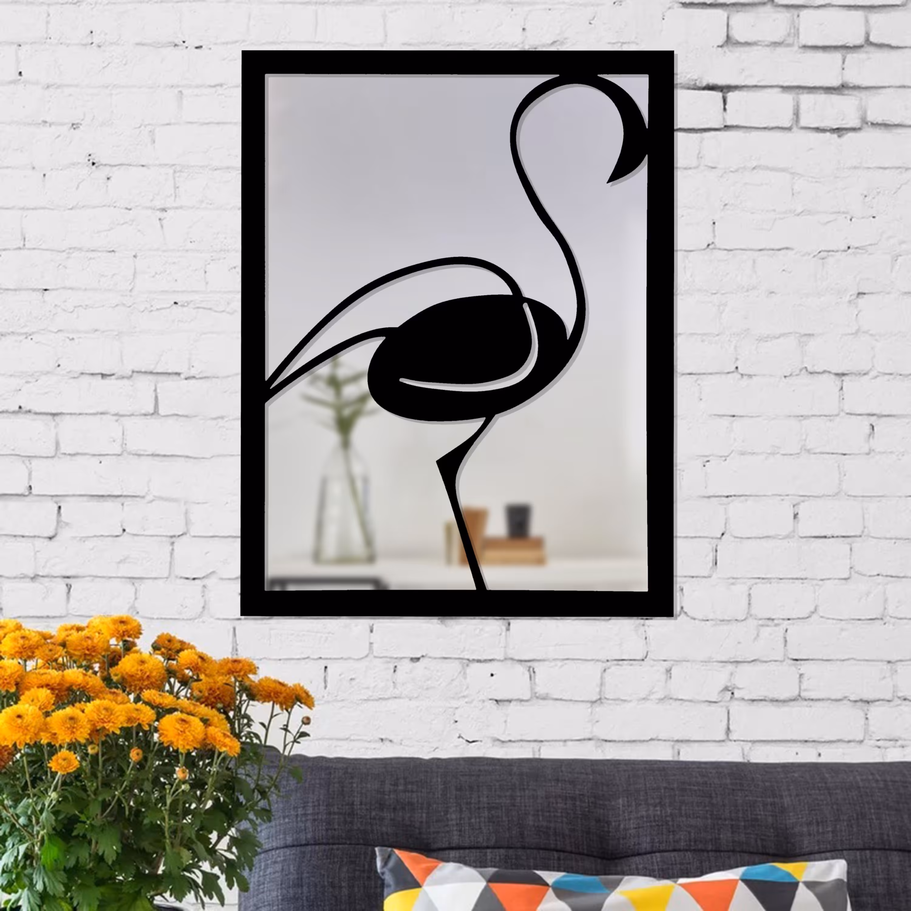 تابلو آینه الف طرح فلامینگو